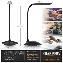 Brandson LED Schreibtischlampe, Helles Licht, 3 Stufen, Stromsparend