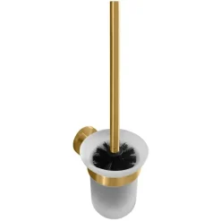 Brillantbad BABLO WC-Bürstengarnitur Messing Gold matt Milchglas 140x95x370 mm für Bad & WC >> zum Bohren oder Kleben*