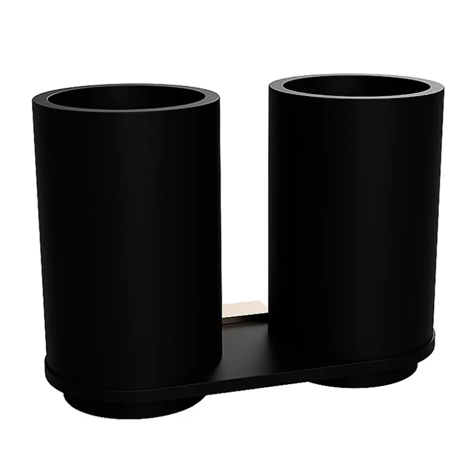 Brillantbad BALLA Doppelglashalter Messing Polyresin Schwarz Kupfer 170x123x79 mm für Bad & Küche >> zum Bohren