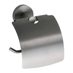 Brillantbad BAPHIT Papierrollenhalter mit Deckel Messing Metallic Grau matt 140x155x80 mm für Bad & WC >> zum Bohren oder Kleben*