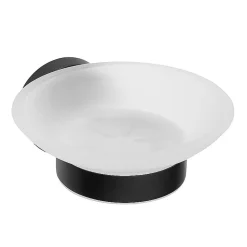 Brillantbad BARK Seifenablage mit Glasschale Messing Schwarz 110x55x129 mm für Bad & Küche >> zum Bohren oder Kleben*