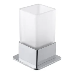 Brillantbad BASA Glashalter mit Glas Messing Milchglas Chrom 75x110x75 mm für Bad & WC ><noscript><img width=