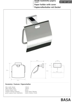 Brillantbad BASA Papierrollenhalter mit Deckel Messing Chrom 125x125x65 mm für Bad & WC ><noscript><img width=