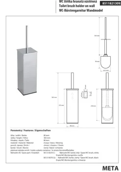 Brillantbad BASA WC-Bürstengarnitur stehend oder hängend Messing Chrom 80x365x80 mm für Bad & WC ><noscript><img width=