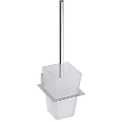 Brillantbad BASA WC-Bürstengarnitur mit Glasbehälter Messing Milchglas Chrom 112x360x150 mm für Bad & WC >> zum Bohren