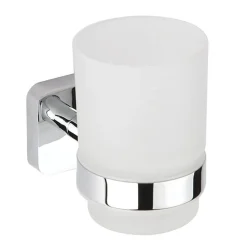 Brillantbad BASI Glashalter mit Glas Messing Glas Chrom poliert 67x96x107 mm für Bad & Küche ><noscript><img width=