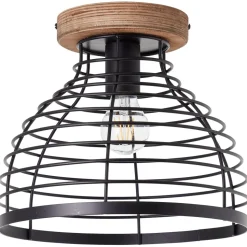 Brilliant Avia Deckenleuchte 30cm schwarz/holz, Metall/Holz, 1x A60, , 52 W