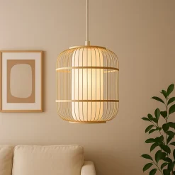 Brilliant Bones Pendelleuchte Ø 30 cm - E27-Fassung, dimmbar, natürliche Materialien, Natur/Weiß, ohne Leuchtmittel - ideal für Esszimmer & Wohnzimmer
