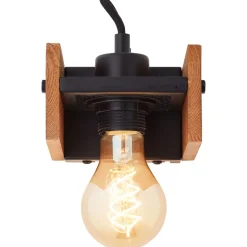 BRILLIANT Calandra Wandleuchte 1flg schwarz/holzfarben | 1x A60, E27, 42W, geeignet für Normallampen (nicht enthalten)