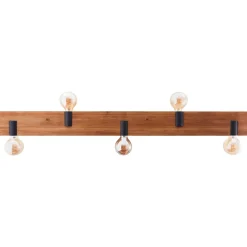 Brilliant Deckenleuchte Mertes Deckenlampe, E27, 115 x 12,5 cm, Holz/Metall, braun/schwarz