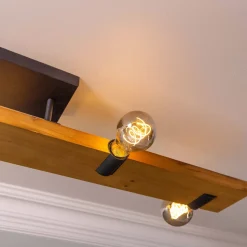 Brilliant Deckenleuchte Mertes Deckenlampe, E27, 115 x 12,5 cm, Holz/Metall, braun/schwarz