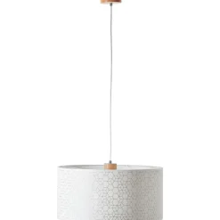 BRILLIANT Galance Pendelleuchte 1flg holz hell/weiß Innenleuchten,Pendelleuchten | 1x A60, E27, 40W, geeignet für Normallampen (nicht enthalten) | Edler Strukturschirm aus echter Vinyl-Tapete