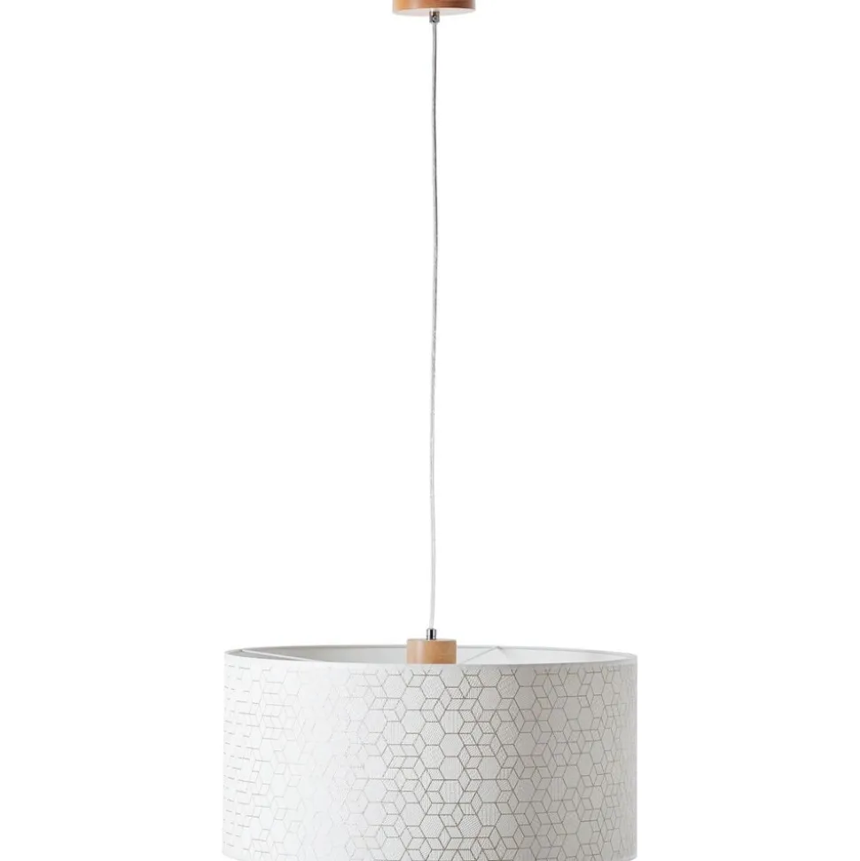 BRILLIANT Galance Pendelleuchte 1flg holz hell/weiß Innenleuchten,Pendelleuchten | 1x A60, E27, 40W, geeignet für Normallampen (nicht enthalten) | Edler Strukturschirm aus echter Vinyl-Tapete