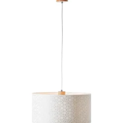 BRILLIANT Galance Pendelleuchte 1flg holz hell/weiß Innenleuchten,Pendelleuchten | 1x A60, E27, 40W, geeignet für Normallampen (nicht enthalten) | Edler Strukturschirm aus echter Vinyl-Tapete