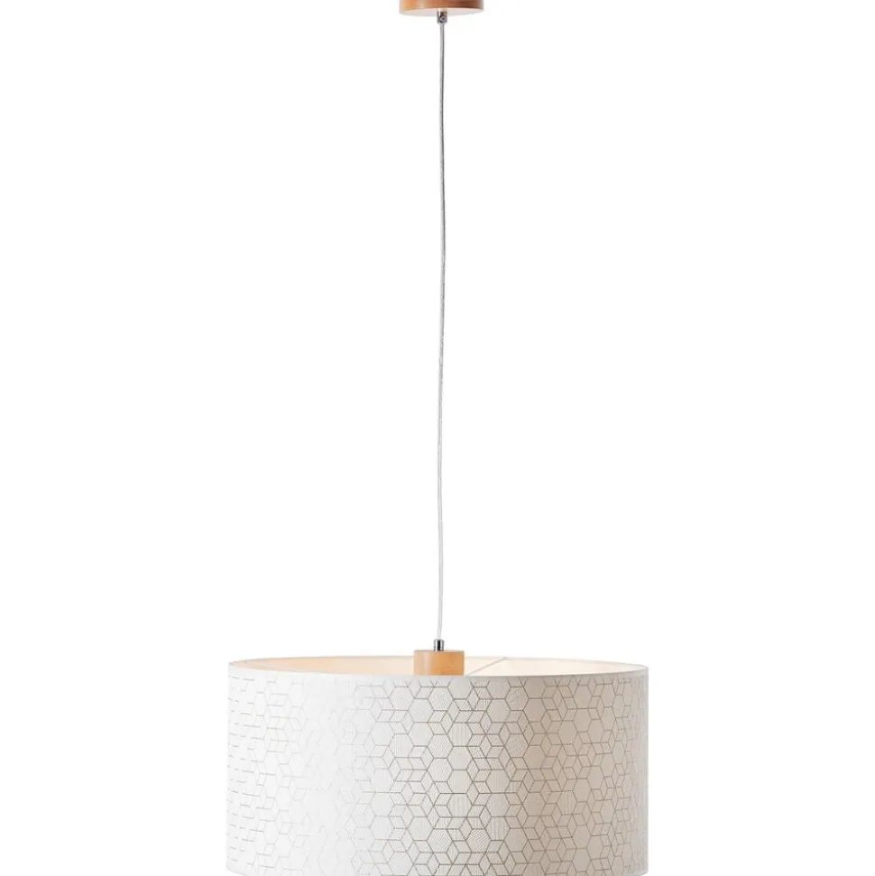 BRILLIANT Galance Pendelleuchte 1flg holz hell/weiß Innenleuchten,Pendelleuchten | 1x A60, E27, 40W, geeignet für Normallampen (nicht enthalten) | Edler Strukturschirm aus echter Vinyl-Tapete
