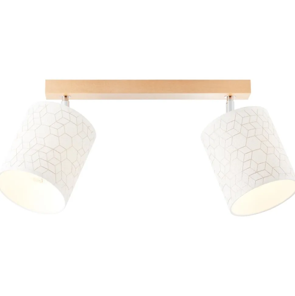 BRILLIANT Galance Spotbalken 2flg holz hell/weiß Innenleuchten,Strahler,-Balken | 2x A60, E27, 40W, geeignet für Normallampen (nicht enthalten) | Edler Strukturschirm aus echter Vinyl-Tapete