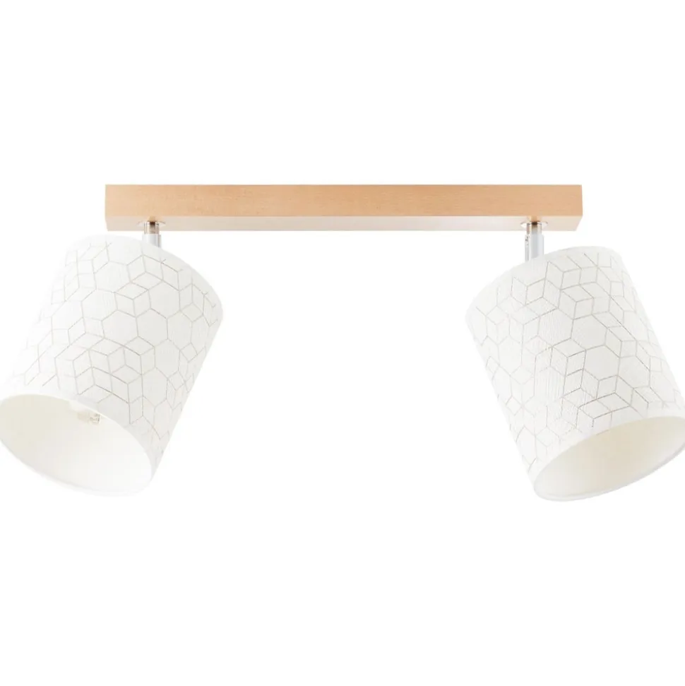 BRILLIANT Galance Spotbalken 2flg holz hell/weiß Innenleuchten,Strahler,-Balken | 2x A60, E27, 40W, geeignet für Normallampen (nicht enthalten) | Edler Strukturschirm aus echter Vinyl-Tapete