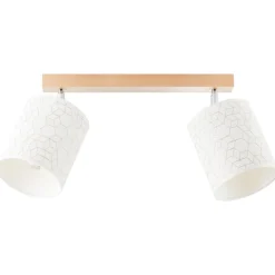 BRILLIANT Galance Spotbalken 2flg holz hell/weiß Innenleuchten,Strahler,-Balken | 2x A60, E27, 40W, geeignet für Normallampen (nicht enthalten) | Edler Strukturschirm aus echter Vinyl-Tapete