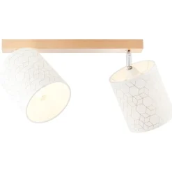 BRILLIANT Galance Spotbalken 2flg holz hell/weiß Innenleuchten,Strahler,-Balken | 2x A60, E27, 40W, geeignet für Normallampen (nicht enthalten) | Edler Strukturschirm aus echter Vinyl-Tapete
