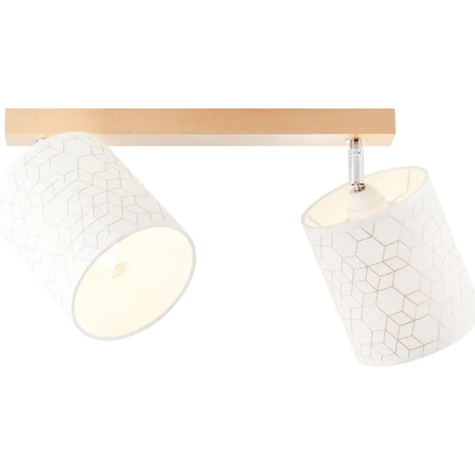 BRILLIANT Galance Spotbalken 2flg holz hell/weiß Innenleuchten,Strahler,-Balken | 2x A60, E27, 40W, geeignet für Normallampen (nicht enthalten) | Edler Strukturschirm aus echter Vinyl-Tapete