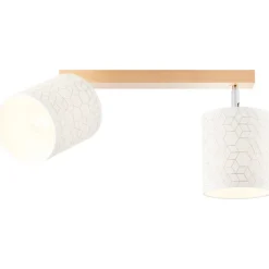 BRILLIANT Galance Spotbalken 2flg holz hell/weiß Innenleuchten,Strahler,-Balken | 2x A60, E27, 40W, geeignet für Normallampen (nicht enthalten) | Edler Strukturschirm aus echter Vinyl-Tapete