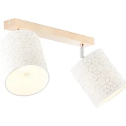 BRILLIANT Galance Spotbalken 2flg holz hell/weiß Innenleuchten,Strahler,-Balken | 2x A60, E27, 40W, geeignet für Normallampen (nicht enthalten) | Edler Strukturschirm aus echter Vinyl-Tapete