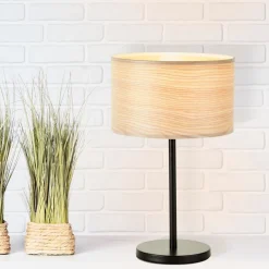 BRILLIANT Lampe, Romm Tischleuchte holz hell/schwarz, 1x A60, E27, 52W, Mit Schnurzwischenschalter