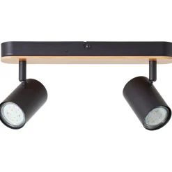 Brilliant Niels Spotbalken 2flg schwarz matt/natur, Metall/Bambus, 2x LED, GU10, 10 W