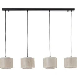 BRILLIANT Odar Pendelleuchte 4flg schwarz/beige | 4x A60, E27, 42W, geeignet für Normallampen (nicht enthalten)
