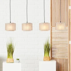BRILLIANT Odar Pendelleuchte 4flg schwarz/beige | 4x A60, E27, 42W, geeignet für Normallampen (nicht enthalten)