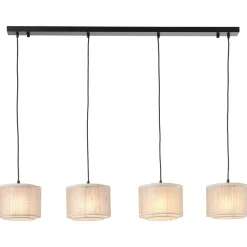 BRILLIANT Odar Pendelleuchte 4flg schwarz/beige | 4x A60, E27, 42W, geeignet für Normallampen (nicht enthalten)