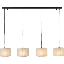 BRILLIANT Odar Pendelleuchte 4flg schwarz/beige | 4x A60, E27, 42W, geeignet für Normallampen (nicht enthalten)