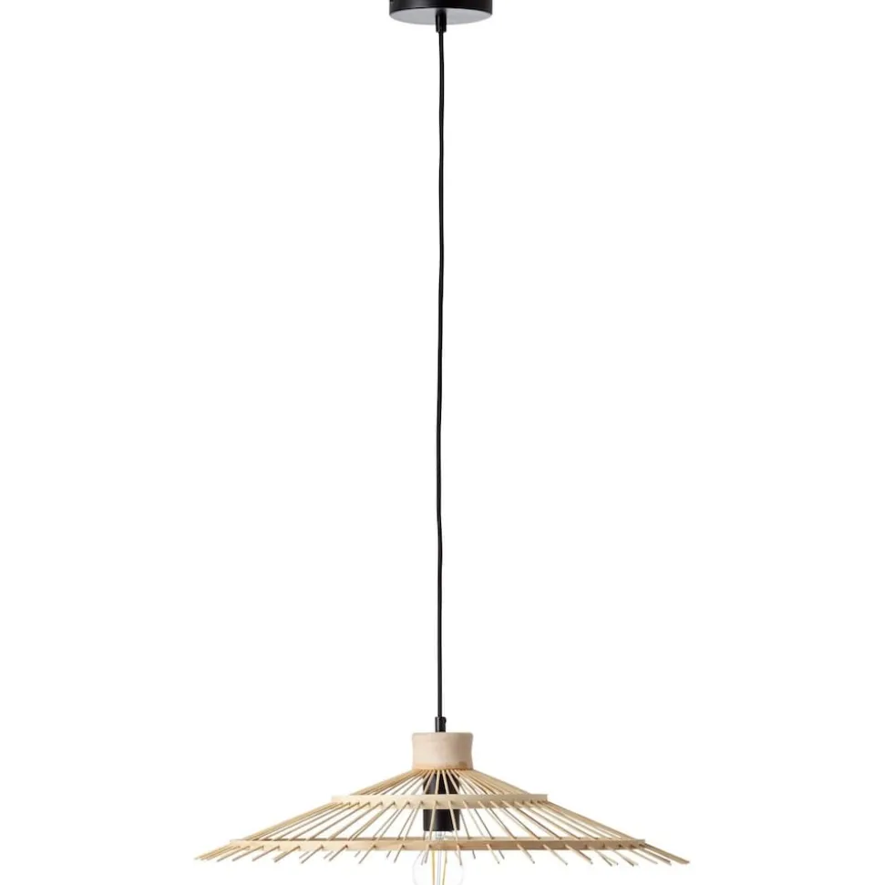 BRILLIANT Pirae Pendelleuchte 1flg schwarz/natur Innenleuchten,Pendelleuchten | 1x A60, E27, 40W, geeignet für Normallampen (nicht enthalten) | In der Höhe einstellbar / Kabel kürzbar