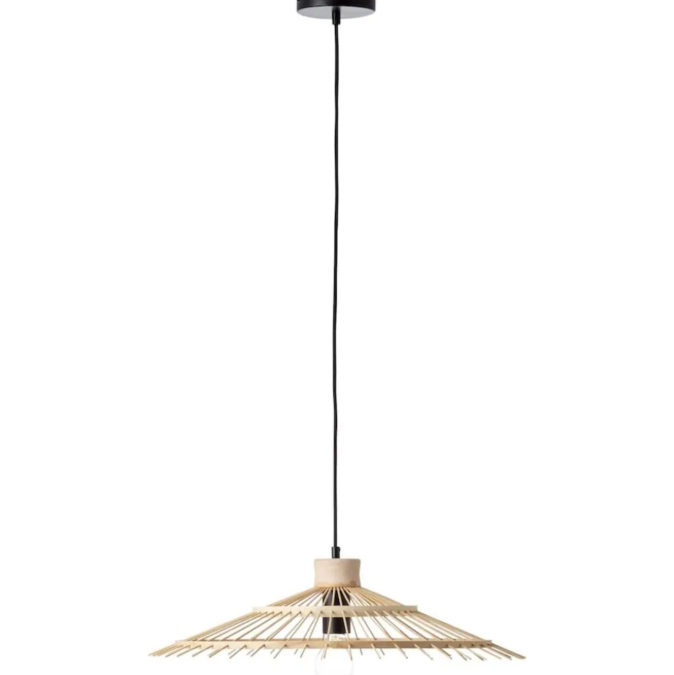 BRILLIANT Pirae Pendelleuchte 1flg schwarz/natur Innenleuchten,Pendelleuchten | 1x A60, E27, 40W, geeignet für Normallampen (nicht enthalten) | In der Höhe einstellbar / Kabel kürzbar