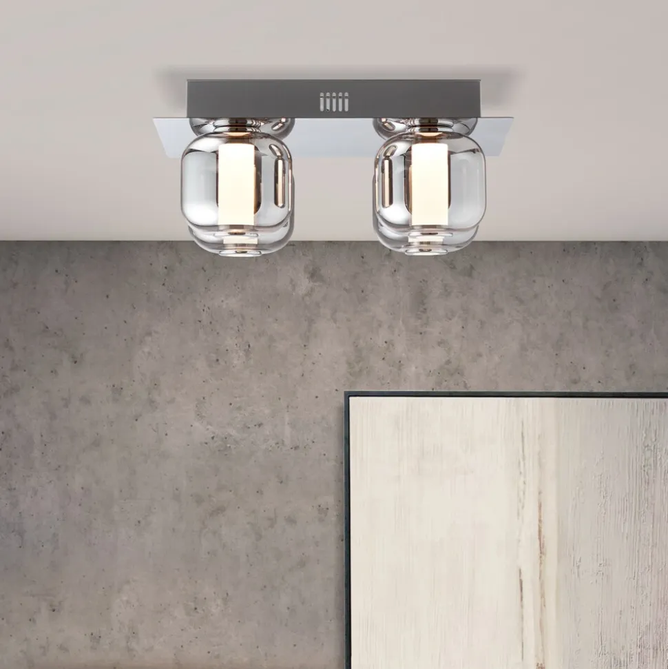 BRILLIANT Rafa LED Deckenleuchte 4flg chrom/rauchglas Innenleuchten,Deckenleuchten,-dekorativ | 4x 5.5W LED integriert, (Lichtstrom: 535lm, Lichtfarbe: 3000K) | Energiesparend und langlebig durch LED-