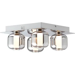 BRILLIANT Rafa LED Deckenleuchte 4flg chrom/rauchglas Innenleuchten,Deckenleuchten,-dekorativ | 4x 5.5W LED integriert, (Lichtstrom: 535lm, Lichtfarbe: 3000K) | Energiesparend und langlebig durch LED-