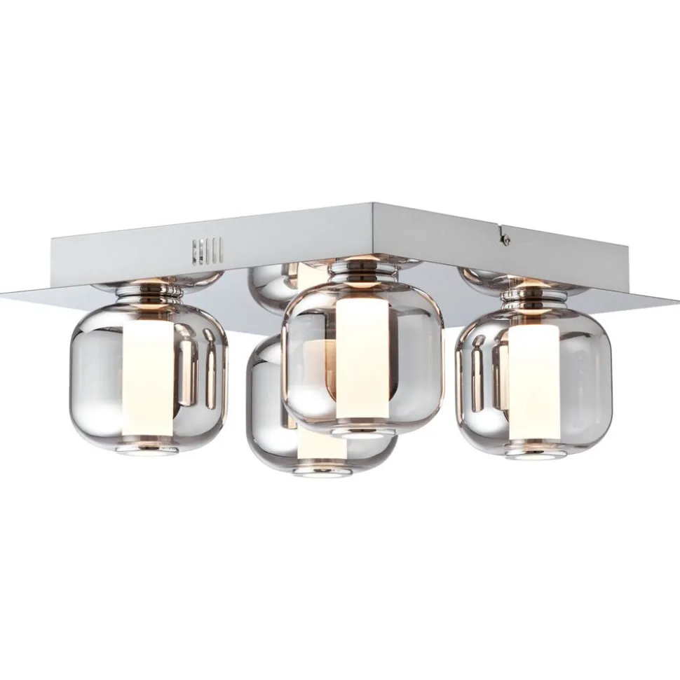 BRILLIANT Rafa LED Deckenleuchte 4flg chrom/rauchglas Innenleuchten,Deckenleuchten,-dekorativ | 4x 5.5W LED integriert, (Lichtstrom: 535lm, Lichtfarbe: 3000K) | Energiesparend und langlebig durch LED-