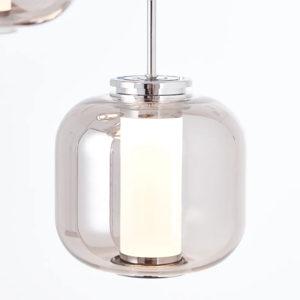 BRILLIANT Rafa LED Pendelleuchte 3flg Rondell chrom/rauchglas Innenleuchten,Pendelleuchten,-Rondell | 3x 5.67W LED integriert, (Lichtstrom: 528lm, Lichtfarbe: 3000K) | In der Höhe einstellbar / Kabel
