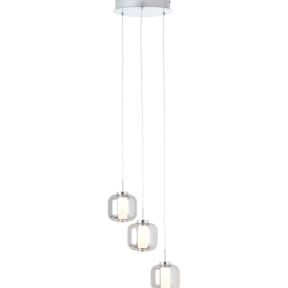 BRILLIANT Rafa LED Pendelleuchte 3flg Rondell chrom/rauchglas Innenleuchten,Pendelleuchten,-Rondell | 3x 5.67W LED integriert, (Lichtstrom: 528lm, Lichtfarbe: 3000K) | In der Höhe einstellbar / Kabel