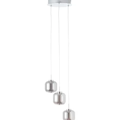 BRILLIANT Rafa LED Pendelleuchte 3flg Rondell chrom/rauchglas Innenleuchten,Pendelleuchten,-Rondell | 3x 5.67W LED integriert, (Lichtstrom: 528lm, Lichtfarbe: 3000K) | In der Höhe einstellbar / Kabel
