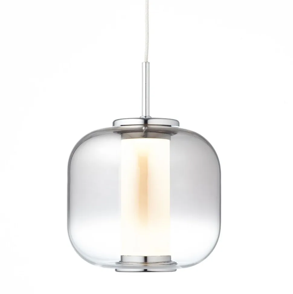 BRILLIANT Rafa LED Pendelleuchte 1flg chrom/rauchglas Innenleuchten,Pendelleuchten | 1x 7W LED integriert, (Lichtstrom: 437lm, Lichtfarbe: 3000K) | In der Höhe einstellbar / Kabel kürzbar