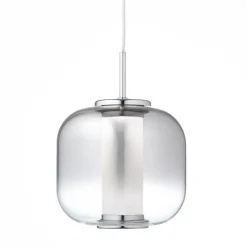 BRILLIANT Rafa LED Pendelleuchte 1flg chrom/rauchglas Innenleuchten,Pendelleuchten | 1x 7W LED integriert, (Lichtstrom: 437lm, Lichtfarbe: 3000K) | In der Höhe einstellbar / Kabel kürzbar