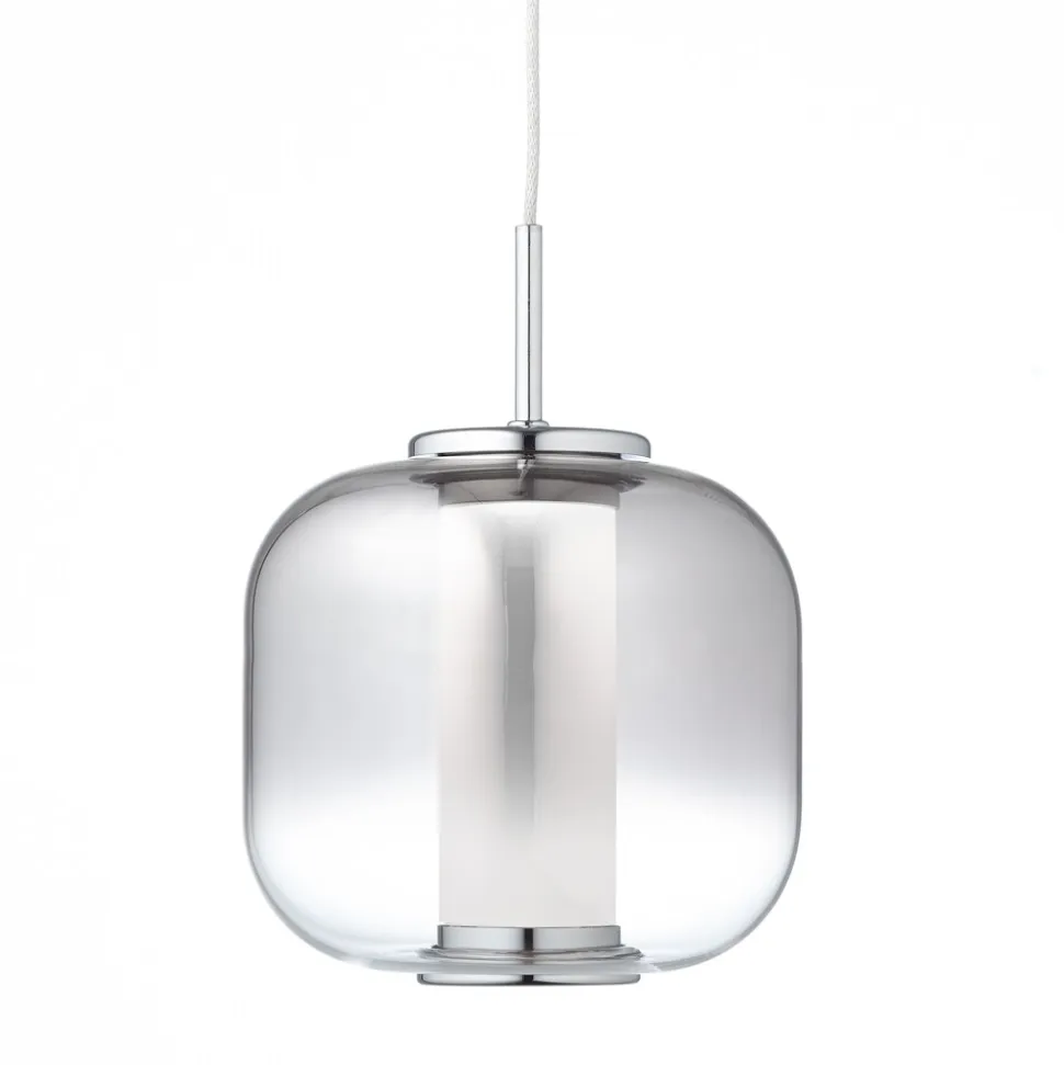 BRILLIANT Rafa LED Pendelleuchte 1flg chrom/rauchglas Innenleuchten,Pendelleuchten | 1x 7W LED integriert, (Lichtstrom: 437lm, Lichtfarbe: 3000K) | In der Höhe einstellbar / Kabel kürzbar