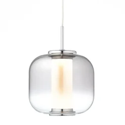 BRILLIANT Rafa LED Pendelleuchte 1flg chrom/rauchglas Innenleuchten,Pendelleuchten | 1x 7W LED integriert, (Lichtstrom: 437lm, Lichtfarbe: 3000K) | In der Höhe einstellbar / Kabel kürzbar