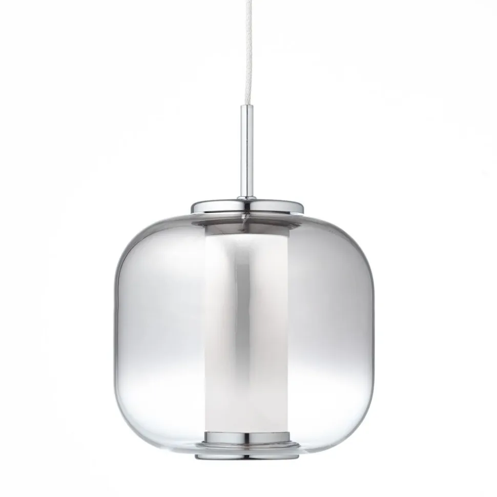 BRILLIANT Rafa LED Pendelleuchte 1flg chrom/rauchglas Innenleuchten,Pendelleuchten | 1x 7W LED integriert, (Lichtstrom: 437lm, Lichtfarbe: 3000K) | In der Höhe einstellbar / Kabel kürzbar