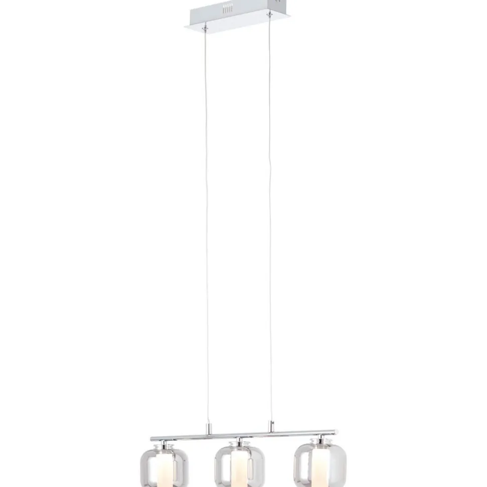 BRILLIANT Rafa LED Pendelleuchte 3flg Balken chrom/rauchglas Innenleuchten,Pendelleuchten,-Balken | 3x 5.67W LED integriert, (Lichtstrom: 697lm, Lichtfarbe: 3000K) | In der Höhe einstellbar / Kabel kü