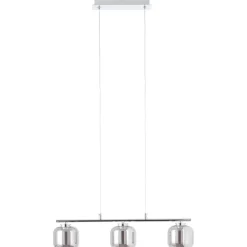 BRILLIANT Rafa LED Pendelleuchte 3flg Balken chrom/rauchglas Innenleuchten,Pendelleuchten,-Balken | 3x 5.67W LED integriert, (Lichtstrom: 697lm, Lichtfarbe: 3000K) | In der Höhe einstellbar / Kabel kü