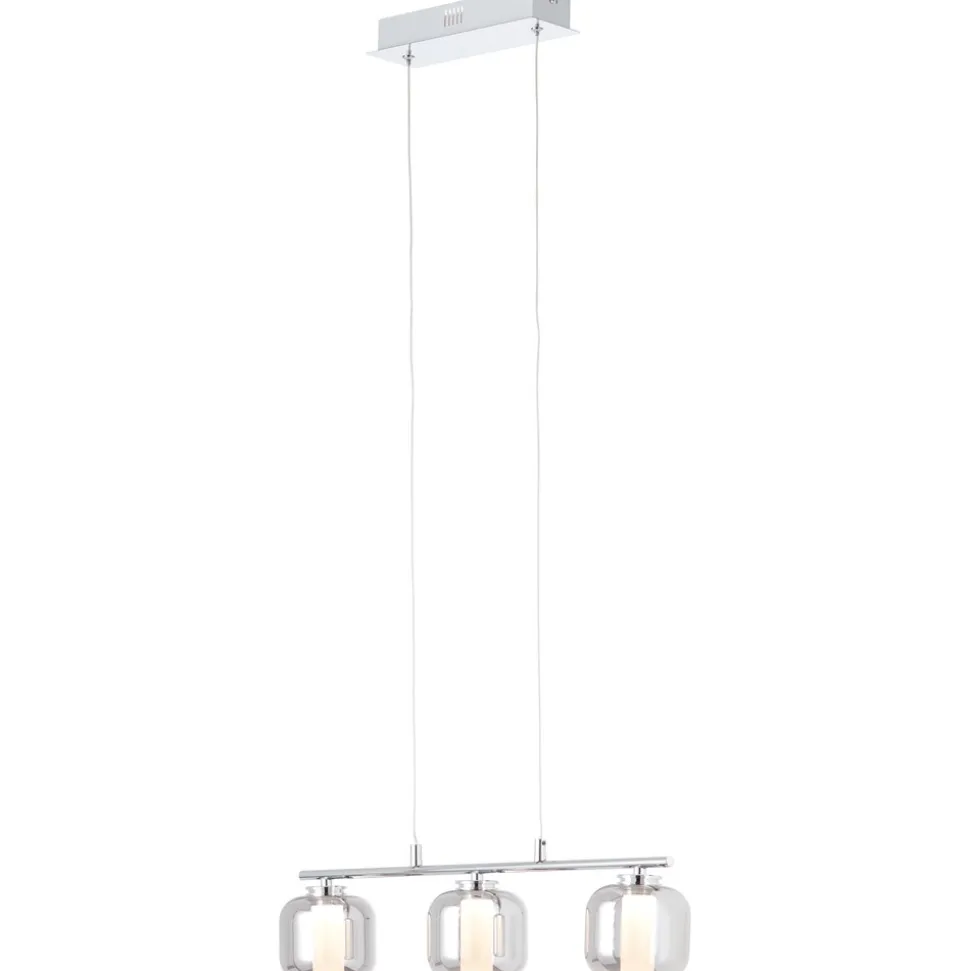 BRILLIANT Rafa LED Pendelleuchte 3flg Balken chrom/rauchglas Innenleuchten,Pendelleuchten,-Balken | 3x 5.67W LED integriert, (Lichtstrom: 697lm, Lichtfarbe: 3000K) | In der Höhe einstellbar / Kabel kü