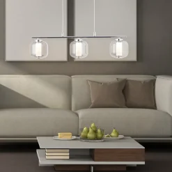 BRILLIANT Rafa LED Pendelleuchte 3flg Balken chrom/rauchglas Innenleuchten,Pendelleuchten,-Balken | 3x 5.67W LED integriert, (Lichtstrom: 697lm, Lichtfarbe: 3000K) | In der Höhe einstellbar / Kabel kü