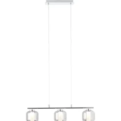 BRILLIANT Rafa LED Pendelleuchte 3flg Balken chrom/rauchglas Innenleuchten,Pendelleuchten,-Balken | 3x 5.67W LED integriert, (Lichtstrom: 697lm, Lichtfarbe: 3000K) | In der Höhe einstellbar / Kabel kü